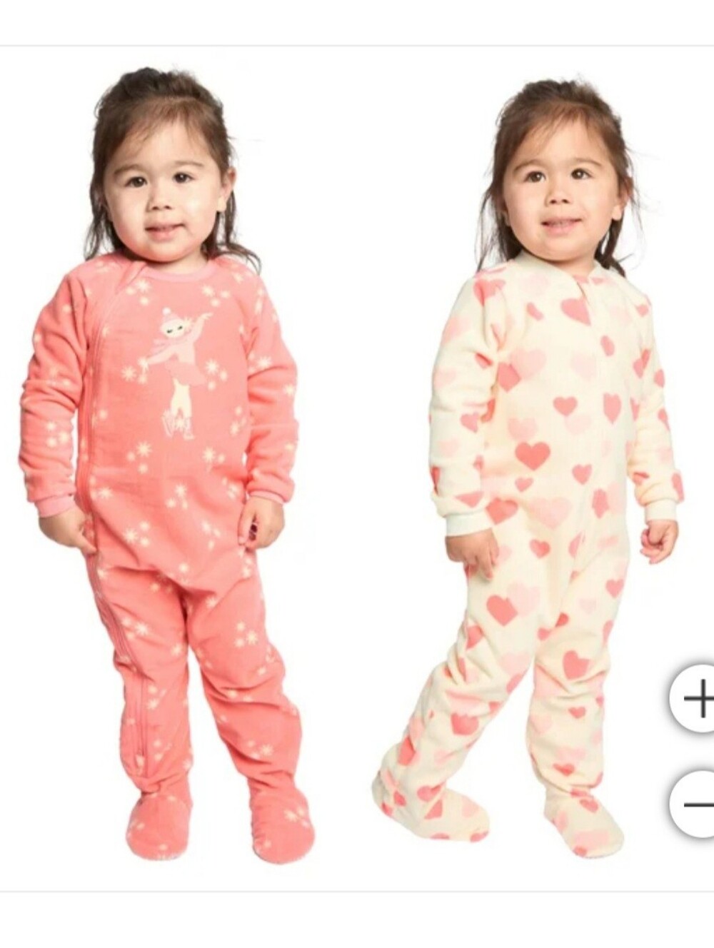Baby Girls Pink Heart & Ballet Footed One-Piece Sleepers - 2-Pack